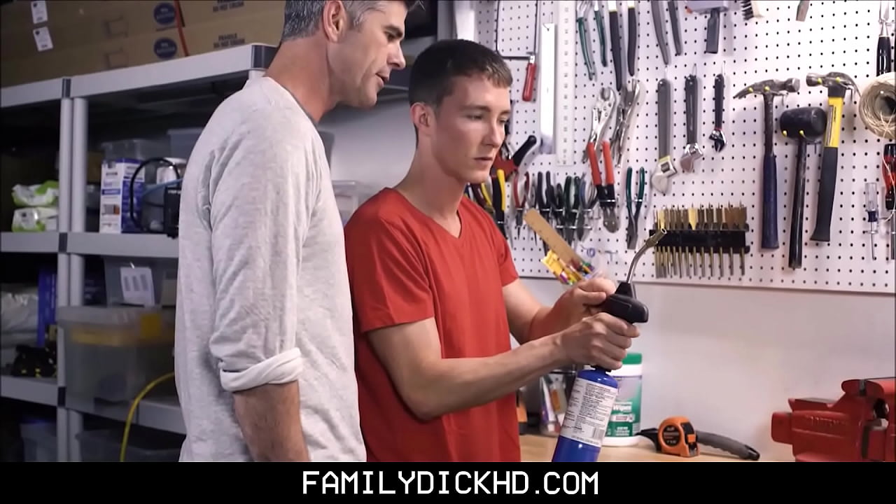 Big Dick Stepdad Fucks His Stepson In The Garage