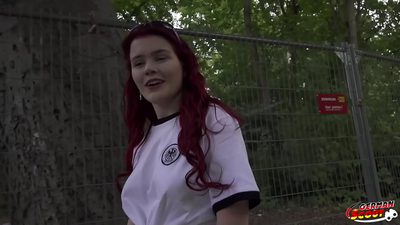 GERMAN SCOUT - Redhead Football Fan Mia May Pickup for Public Anal Fuck at Public Viewing