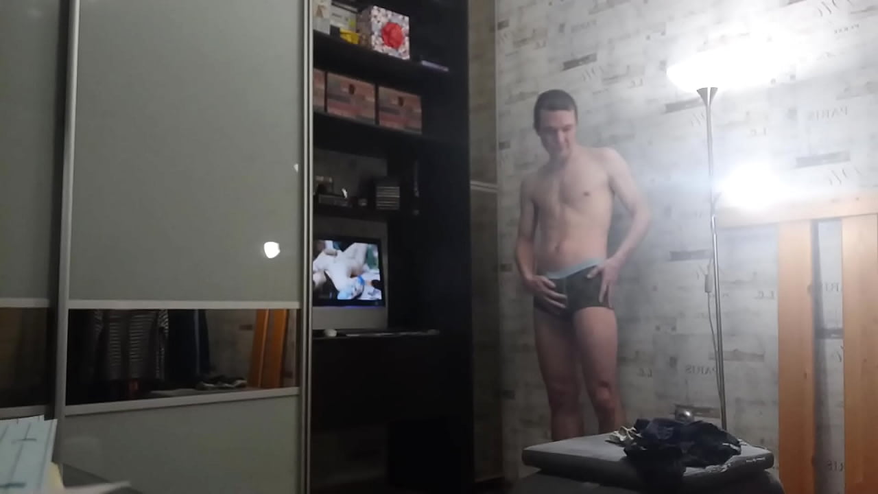 Sexy boy masturbation and dressed up pants