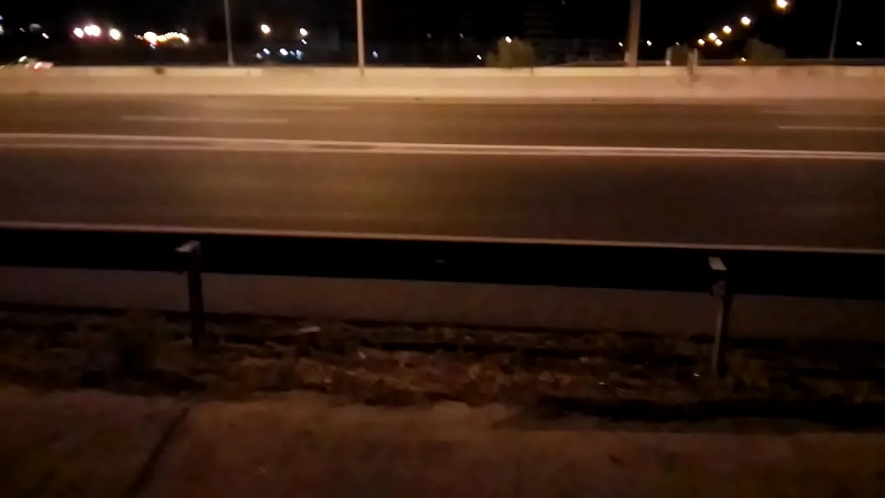 Naked next to the road at the night