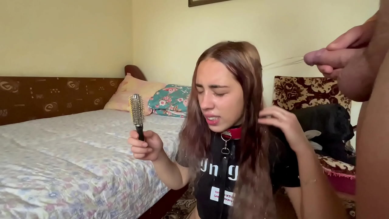 Troathfuck cum in hair and pee after hairbrush