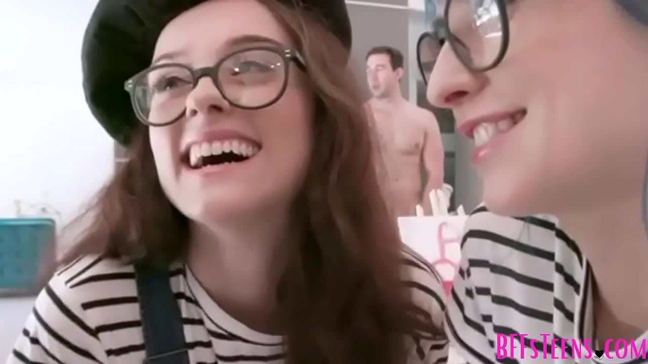 Lesbian BFFs enjoying hard dicking lesson from one lucky guy