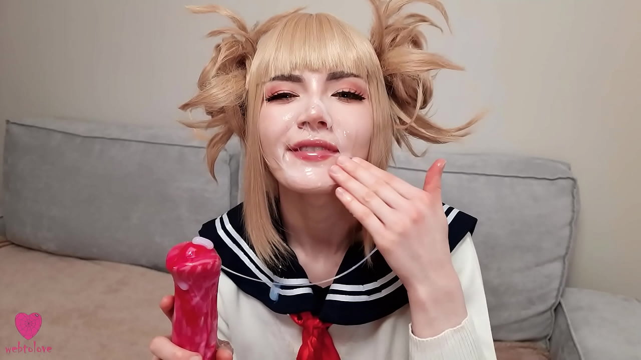 Himiko Toga from League of Villains tries out a horse dildo and gets a lot of cum and play with it