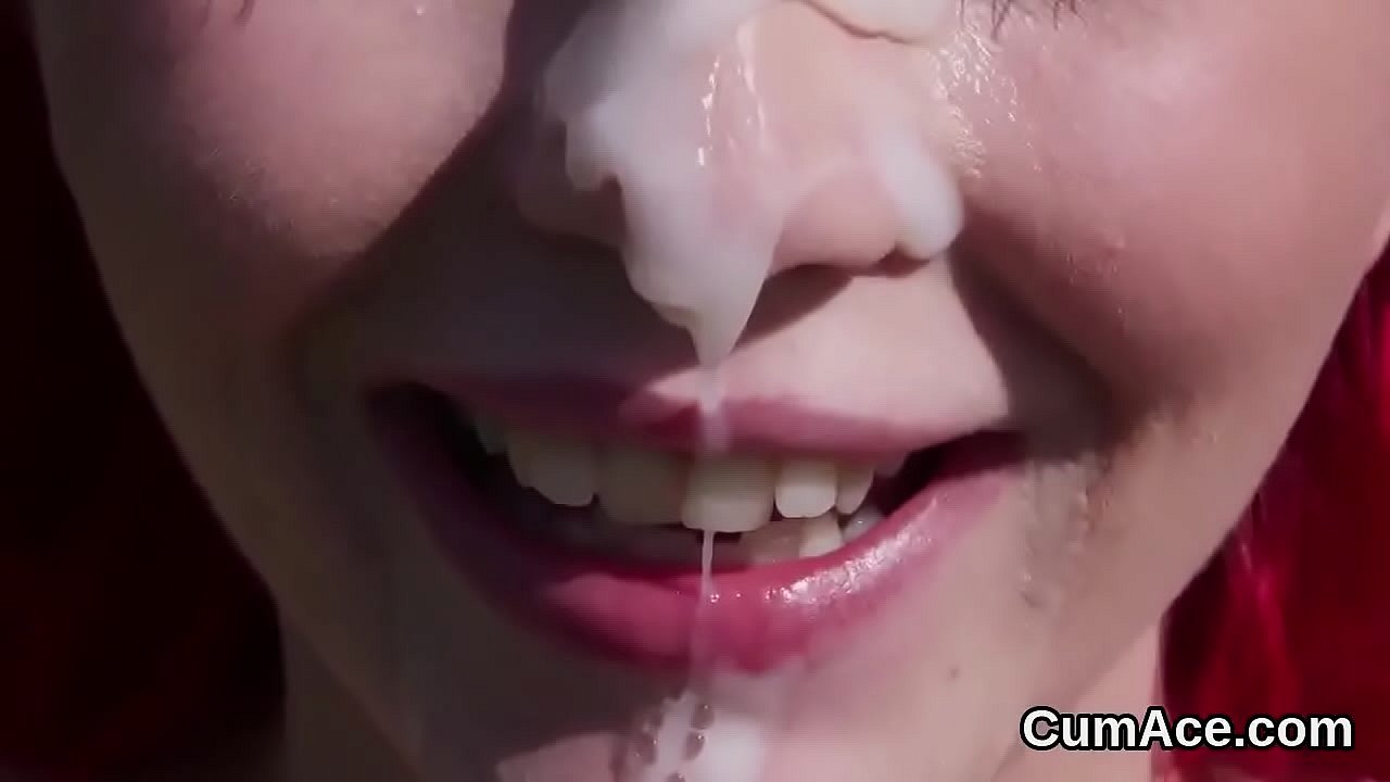 Intriguing girl loves a throat sucking and ton of cream on her face