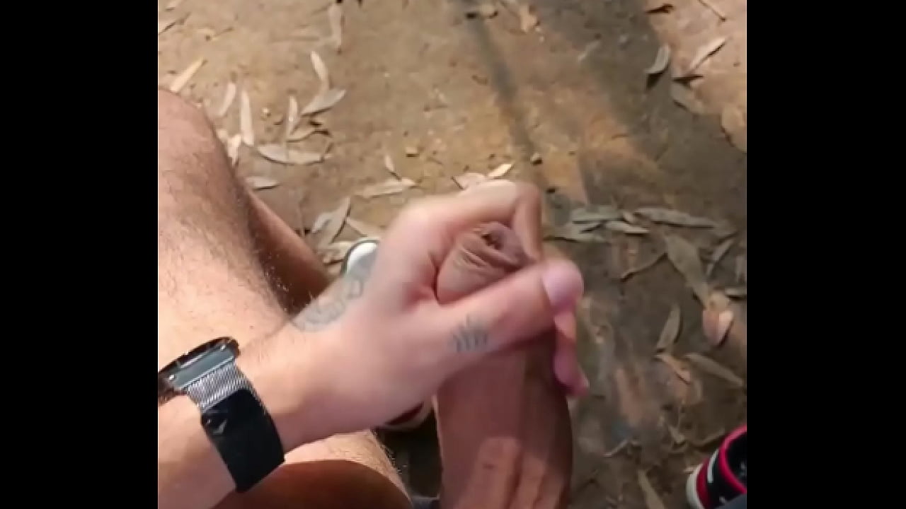 Jerking my big unut cock outdoors at the park