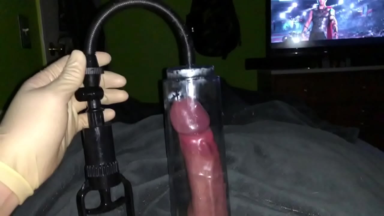 Penis pump deep urethral latex condom play