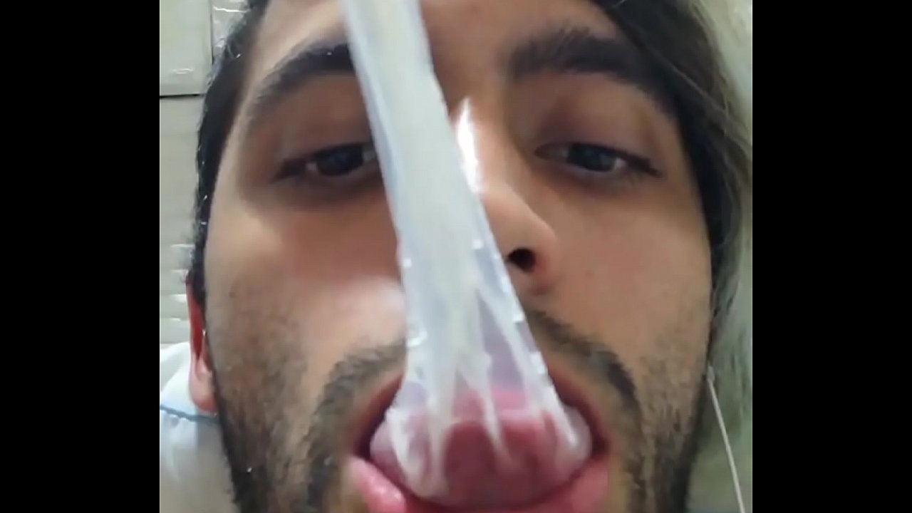 Jerking off with a condom on until I cum, I swallow my own cum and get off once again - Camilo Brown