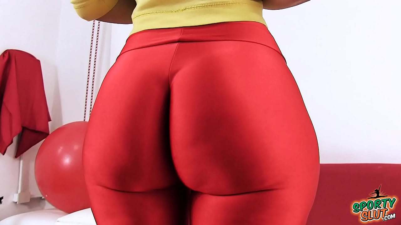 BIG BUTT SMALL WAIST in Red Lycra Pants FIONA at SportySlut