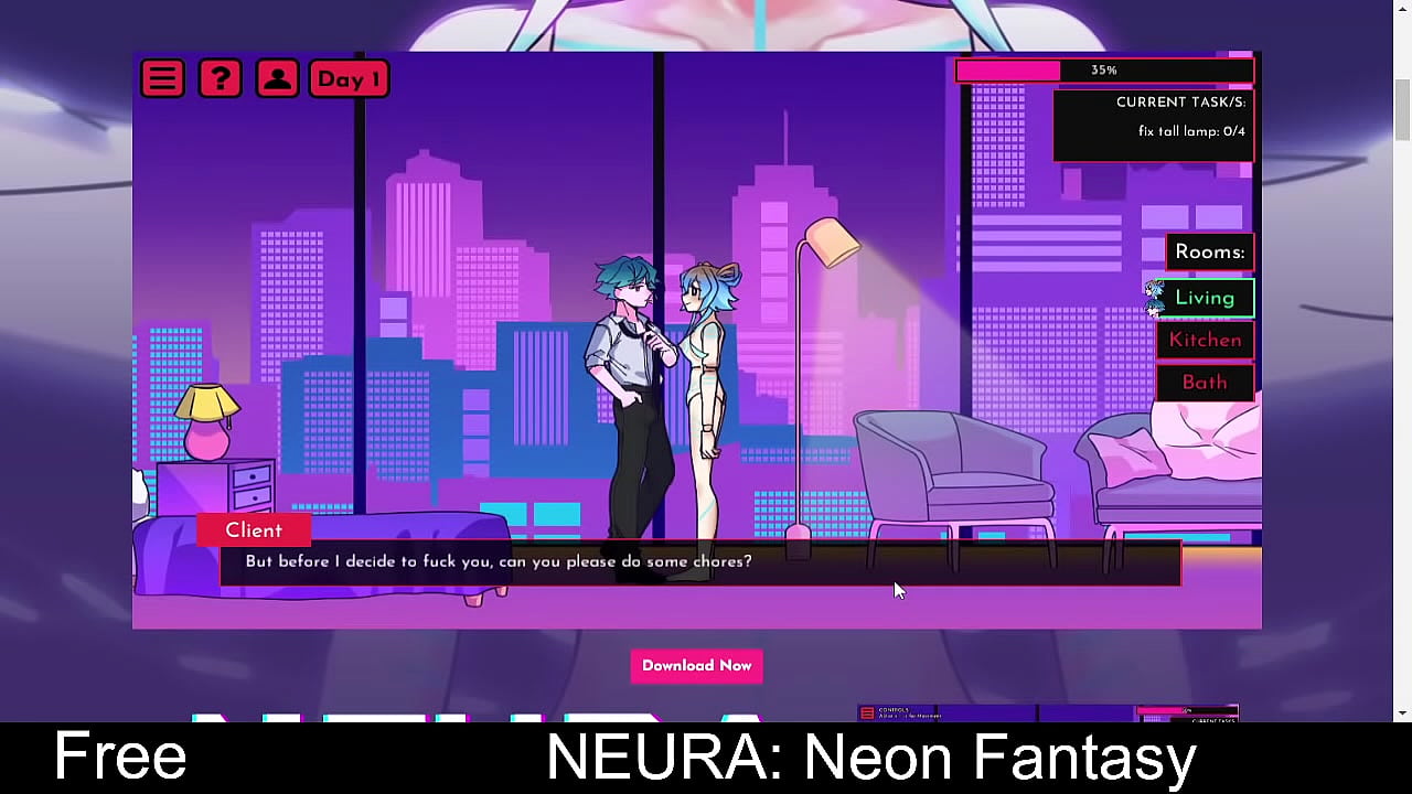 NEURA: Neon Fantasy (free game itchio) Simulation, Role Playing