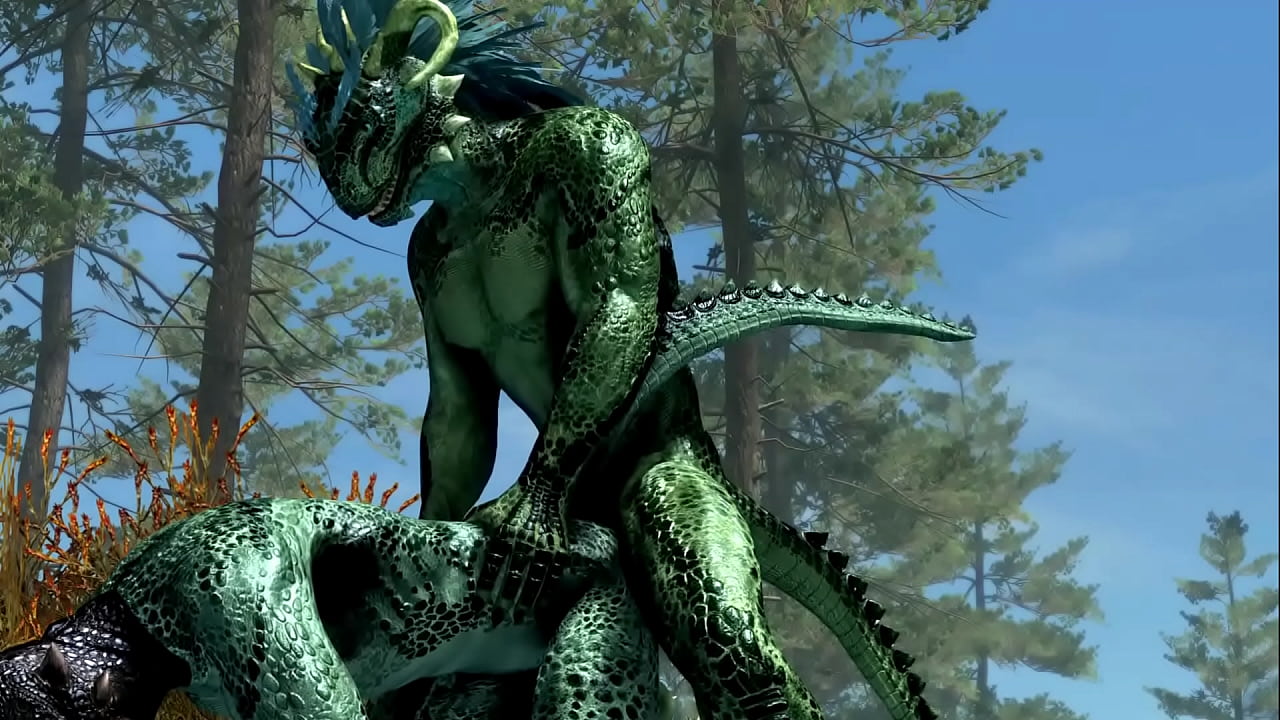 Argonian guy cums inside lizard twink