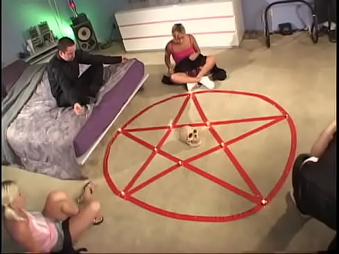 The servants of Satan fuck the blonde slut in the ass and she takes the sperm on her face
