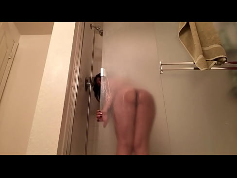 Tgirl shower scene showing ass off