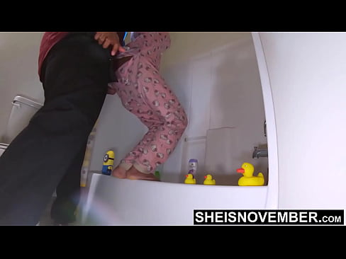 I Sneak In On My Adorable Pissing Stepdaughter Bathroom, Fucking Her Tight Wet Pussy Cowgirl On The Toilet, Shy Cute Black Girl Sheisnovember Having Taboo Sex With Her Horny Stepdad Big Cock, Large Natural Tits And Areolas Out By Msnovember