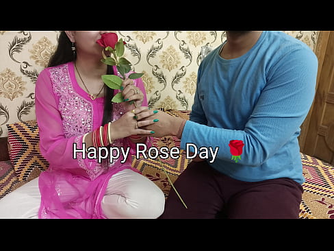 Indian beautiful husband wife celebrate special Valentine week Happy Rose day dirty talk in hindi voice saara give footjob