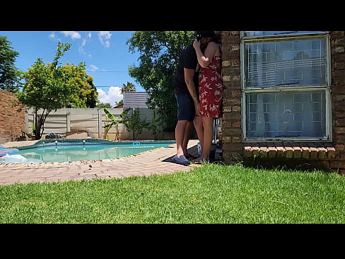 Helping my neighbors wife with her swimming pool,,standing outdoor upskirt fuck