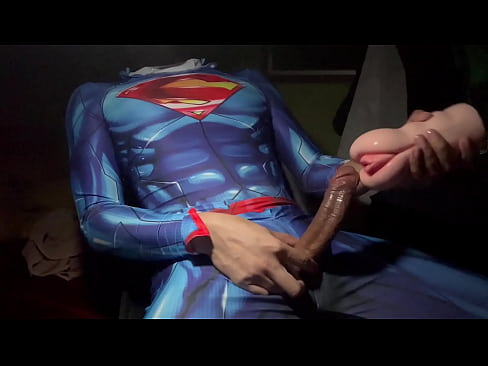Superman fucking with toy.