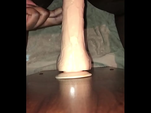 White chocolate dildo fucking oiled ass