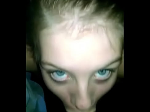 Blonde with blue eyes sucks cock