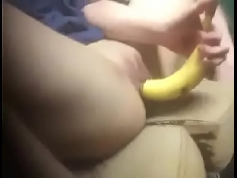 y. toys her wet pussy with banana