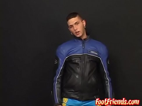 This young biker is a foot fetish guy