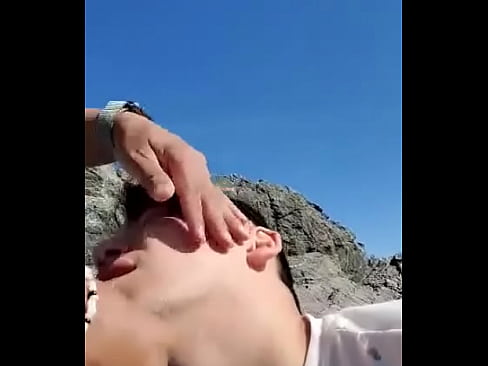 Teen slut eats cum outside