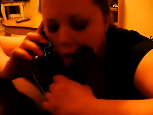 Cheating slut sucks cock while on the phone to her BF
