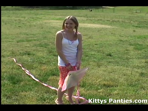 Nubile 18yo Kitty playing with a kite