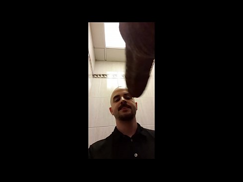 Sucking huge dick in public WC