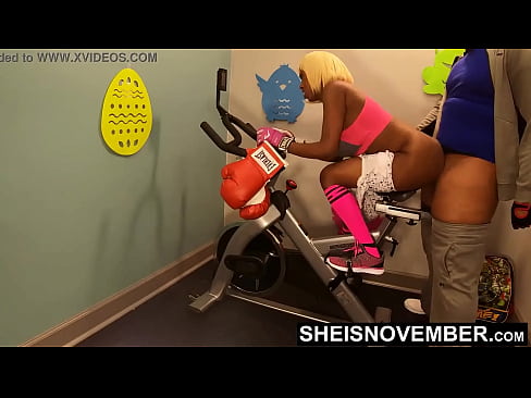 HD Deep Old BBC Anal Fuck For Young Hot Ebony Whore Girl Sitting On Exercise Bike Under View, Sheisnovember Getting Big Butt Fucking By Workout Coach, Screaming From Anal Sodomy, By His Horny Big Dick In Her Tiny Booty Hole, By Msnovember