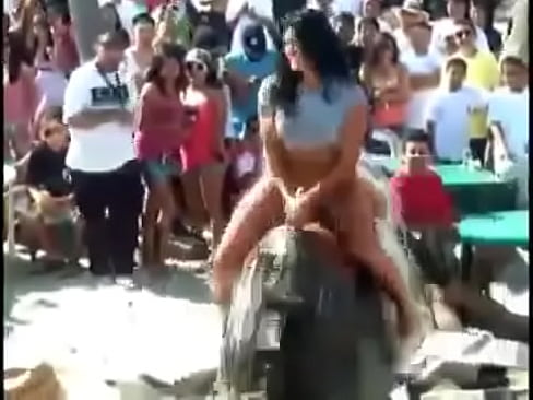 Hot girl riding in the beach