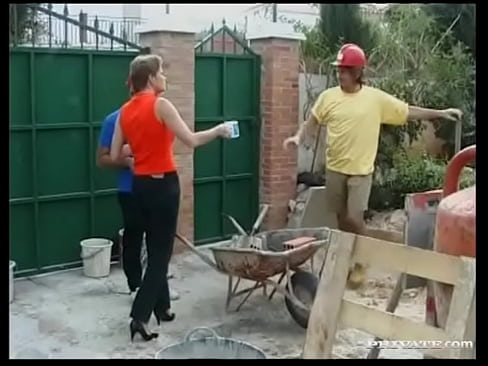 Jackie Takes Drinks to Construction Workers and Gets Fucked in a 3 Way