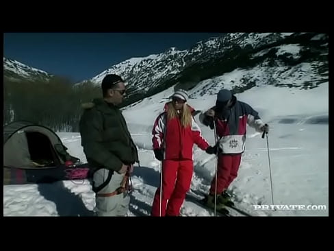 Diana Gold Screws Two Skiers in the Snow before Getting a Stand up DP
