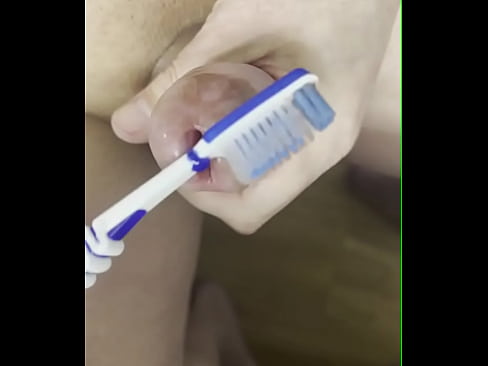 cockstuffing deep with toothbrush