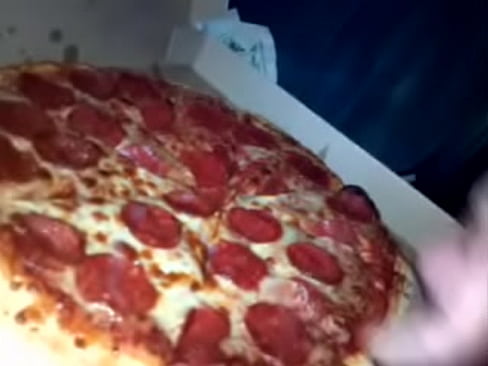 massive cumshot on young wifes pizza has friend eat some too!