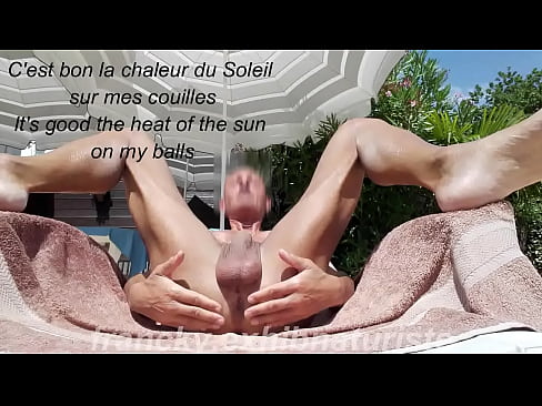 handjob cumshot my balls in the sun