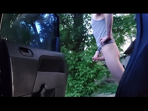 Teen sucker for cock boy cruises up in the woods then cums publicly on the road