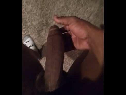 Stroking my big long thick black cock
