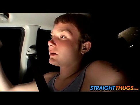 Straight thug Billy wanks in his car while driving at night