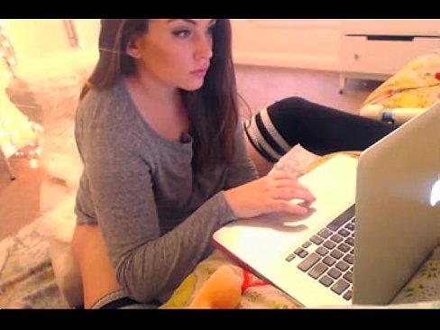 pretty white girl on macbook while camming
