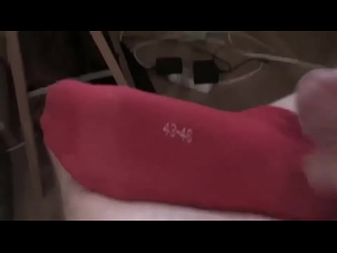 wank and cum on red puma socks