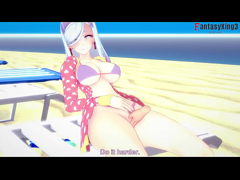 Shenhe blowjob on the beach | Genshin Impact | Short version Full on red boobjob big boobs girls