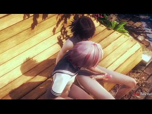 Yaoi Sexy Trap jerkoff and bareback in a park - Japanese anime manga porn video