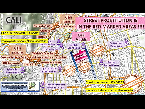 Street Map of Cali, Colombia with Indication where to find Streetworkers, Freelancers and Brothels. Also we show you the Bar, Nightlife and Red Light District in the City