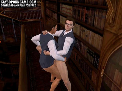 Horny 3D cartoon hunk gets fucked in the library