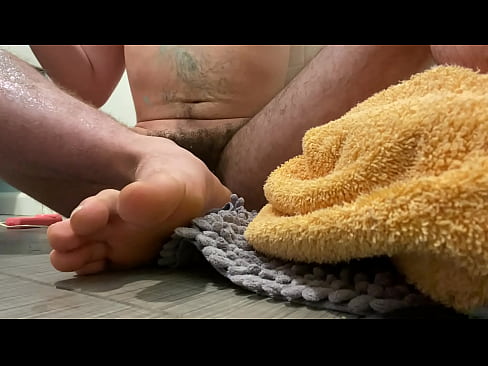 Teen boy plays with cock in bathroom.