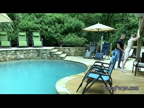 Ass fucked poolside by horny security guard