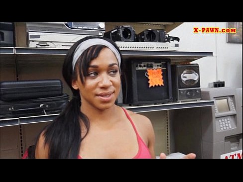 Ebony gym trainor twat pounded at the pawnshop for money