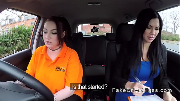 Chubby lesbian in fake driving school