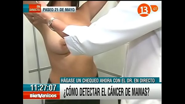 Nice latina have breast exam by woman in morning tv show.