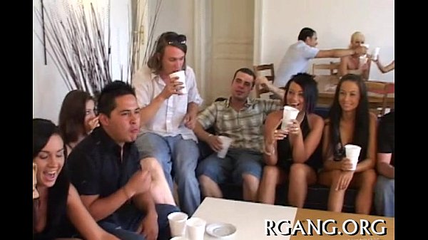 Hotties gang bang hard in group